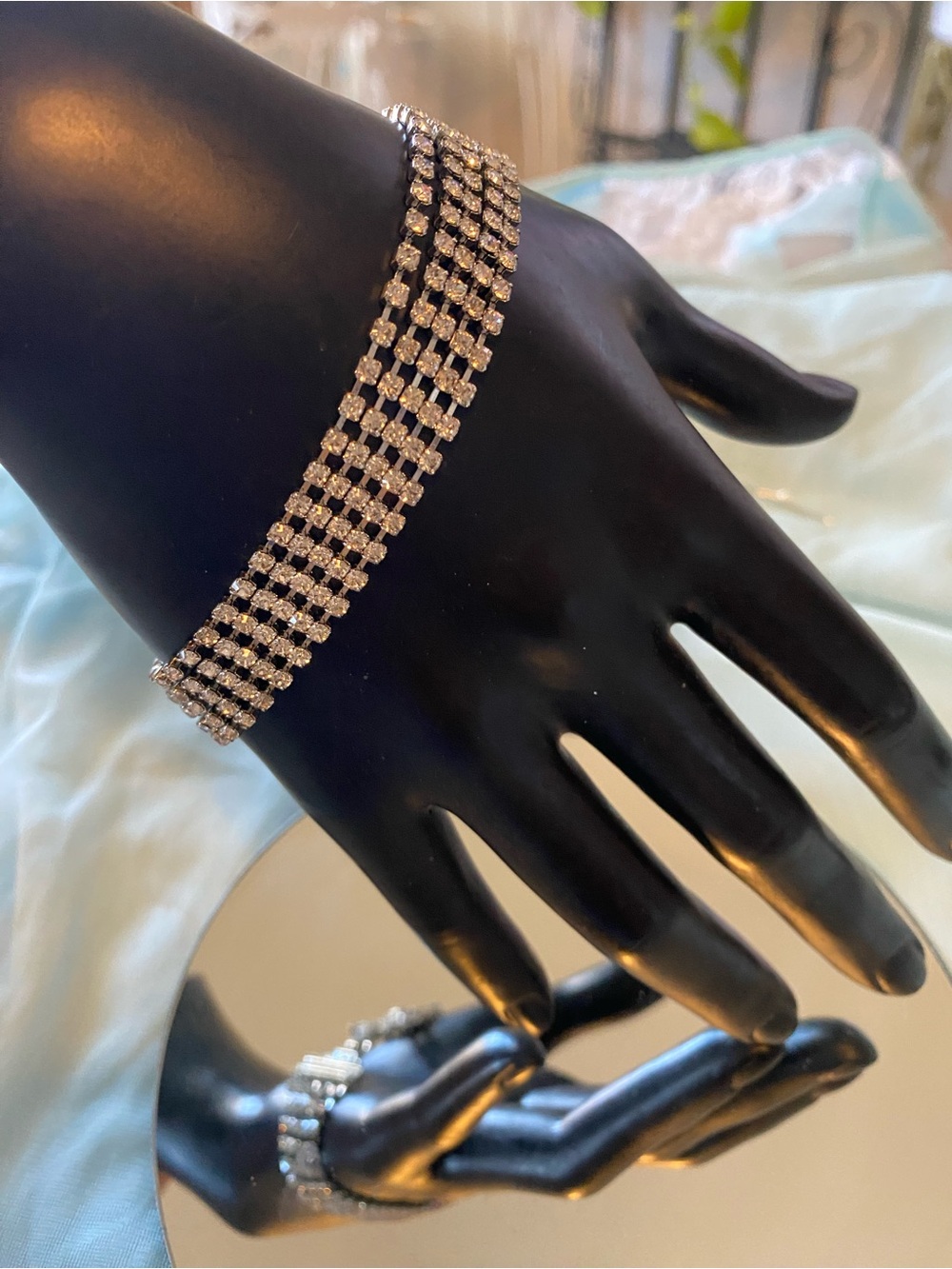 Rhinestone Multi-Strand Silver Vintage Bracelet